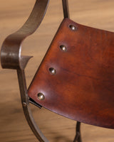 French Iron & Leather Desk and Chair Set, Manner of Jansen, 1950s