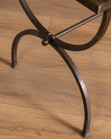 French Iron & Leather Desk and Chair Set, Manner of Jansen, 1950s
