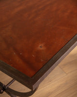 French Iron & Leather Desk and Chair Set, Manner of Jansen, 1950s