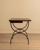 French Iron & Leather Desk and Chair Set, Manner of Jansen, 1950s