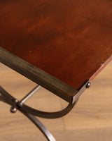 French Iron & Leather Desk and Chair Set, Manner of Jansen, 1950s