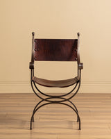 French Iron & Leather Desk and Chair Set, Manner of Jansen, 1950s