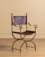 French Iron & Leather Desk and Chair Set, Manner of Jansen, 1950s