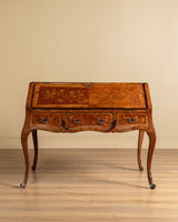 Kingwood & Boxwood Floral Inlaid Double-Sided Desk, France, Early 20th Century