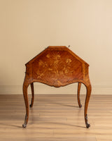 Kingwood & Boxwood Floral Inlaid Double-Sided Desk, France, Early 20th Century