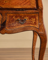 Kingwood & Boxwood Floral Inlaid Double-Sided Desk, France, Early 20th Century