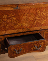 Kingwood & Boxwood Floral Inlaid Double-Sided Desk, France, Early 20th Century