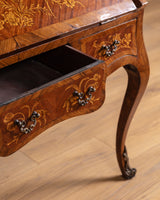 Kingwood & Boxwood Floral Inlaid Double-Sided Desk, France, Early 20th Century