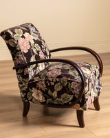 Pair of Jindrich Halabala Lounge Chairs in Rich Floral, 1940's