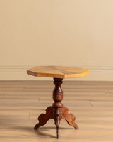 Octagonal Walnut Parquetry Side Table, Germany, 1970s