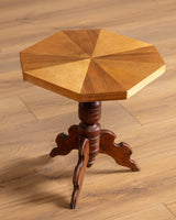 Octagonal Walnut Parquetry Side Table, Germany, 1970s