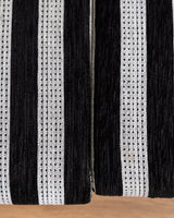Oak Ladder Back Sofa in Striped Upholstery Manner of Swarzędzkie, Poland, 1960s
