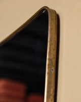 Brass Crescent Top Wall Mirror, Italy, 1950s