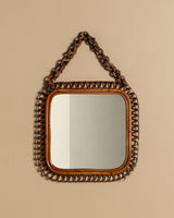 Rattan Framed Mirror with Chain Hanger, Italy, 1970s