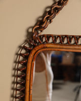 Rattan Framed Mirror with Chain Hanger, Italy, 1970s