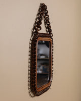 Rattan Framed Mirror with Chain Hanger, Italy, 1970s