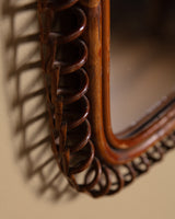 Rattan Framed Mirror with Chain Hanger, Italy, 1970s