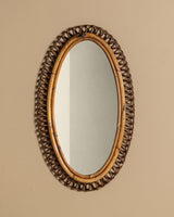 Rattan Oval Mirror Manner of Albini, Italy, 1970s