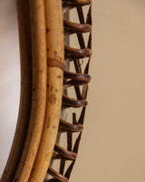 Rattan Oval Mirror Manner of Albini, Italy, 1970s