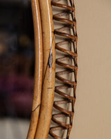 Rattan Oval Mirror Manner of Albini, Italy, 1970s