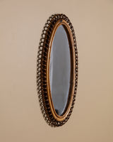 Rattan Oval Mirror Manner of Albini, Italy, 1970s