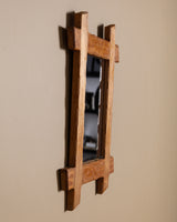Brutalist Oak Cross Corner Frame Mirror #1, France, 1980s