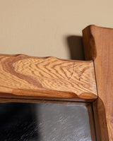 Brutalist Oak Cross Corner Frame Mirror #2, France, 1980s