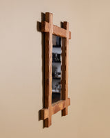 Brutalist Oak Cross Corner Frame Mirror #2, France, 1980s