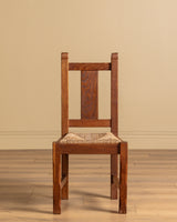Set of 6 Brutalist Oak & Rush Dining Chairs, Belgium, 1960s