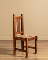 Set of 6 Brutalist Oak & Rush Dining Chairs, Belgium, 1960s