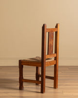 Set of 6 Brutalist Oak & Rush Dining Chairs, Belgium, 1960s