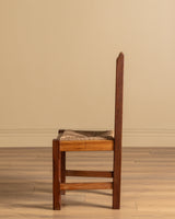 Set of 6 Brutalist Oak & Rush Dining Chairs, Belgium, 1960s