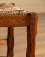 Set of 6 Brutalist Oak & Rush Dining Chairs, Belgium, 1960s
