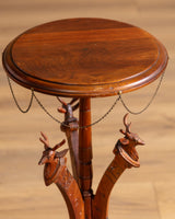 Black Forest Carved Stag Tripod Table, Germany, 19th Century