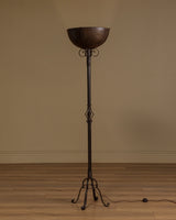 Dutch Art Deco Wrought Iron Torchiere Floor Lamp, Netherlands, 1920s