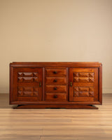 Art Deco Geometric Oak Sideboard Manner of Charles Dudouyt, France, 1940's