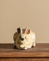Painted Carved Wooden Bunny Sculpture, Signed