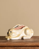 Painted Carved Wooden Bunny Sculpture, Signed