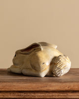 Painted Carved Wooden Bunny Sculpture, Signed