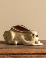 Painted Carved Wooden Bunny Sculpture, Signed