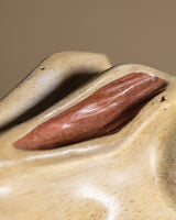 Painted Carved Wooden Bunny Sculpture, Signed