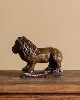 Glazed Ceramic Lion Studio Pottery Statue, American, Mid-20th Century