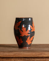 Maple Leaf Glazed Ceramic Vase, Late 20th Century