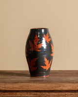 Maple Leaf Glazed Ceramic Vase, Late 20th Century