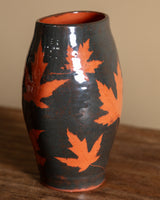 Maple Leaf Glazed Ceramic Vase, Late 20th Century