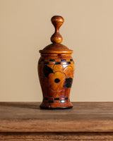 Carved Wooden Floral Jar, Mexico, 1970's
