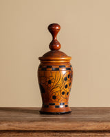 Carved Wooden Floral Jar, Mexico, 1970's