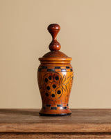 Carved Wooden Floral Jar, Mexico, 1970's