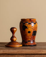 Carved Wooden Floral Jar, Mexico, 1970's