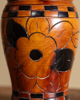 Carved Wooden Floral Jar, Mexico, 1970's